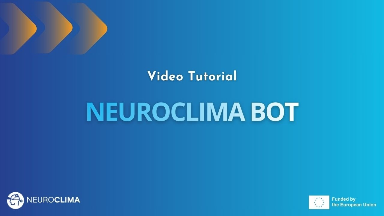 Title card of the NeuroClima platform demo video